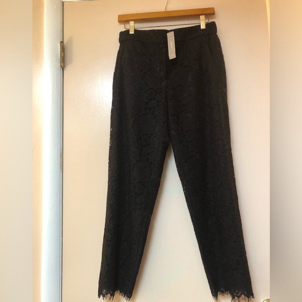 J Crew Black Lace Pull-On Pants NWT Size 6